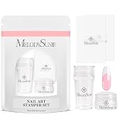 MelodySusie French Nail Stamper Kit, Silicone Stampers with Scrapers, 4PCS DIY Home Nail Design S...