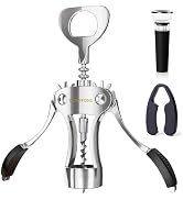 QONYFONE Wing Corkscrew Wine Opener, Premium Zinc Alloy Manual Bottle Opener, Heavy Duty Multifun...