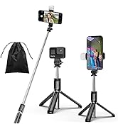 Selfie Stick Tripod with Light,4 in 1 Portable iPhone Tripod with Detachable Wireless Remote,Comp...