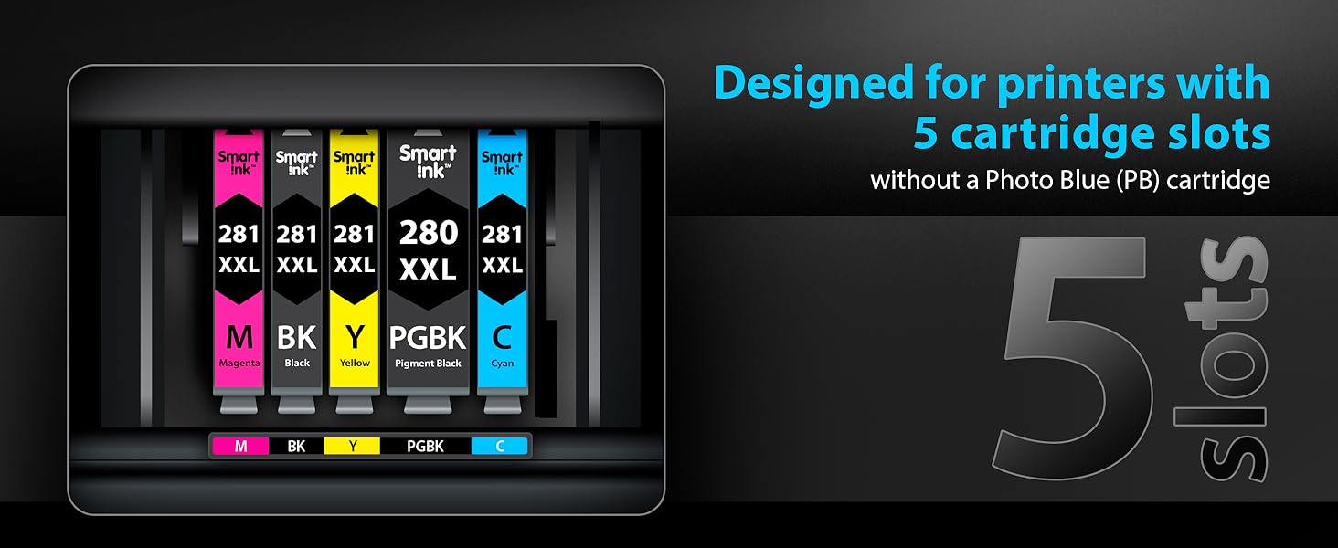 smart ink 280xl ink cartridges for canon printers with 5 slots ink for canon tr8620a