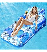 Junbig Pool Floats Adult, Pool Floaties with Cup Holder and Phone Holder, Pool Lounger Float with...