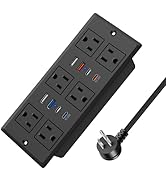 30W Recessed Power Strip USB C, Desk Flush Mount Outlet Plug in 6 AC & 8 USB Ports for Furniture ...