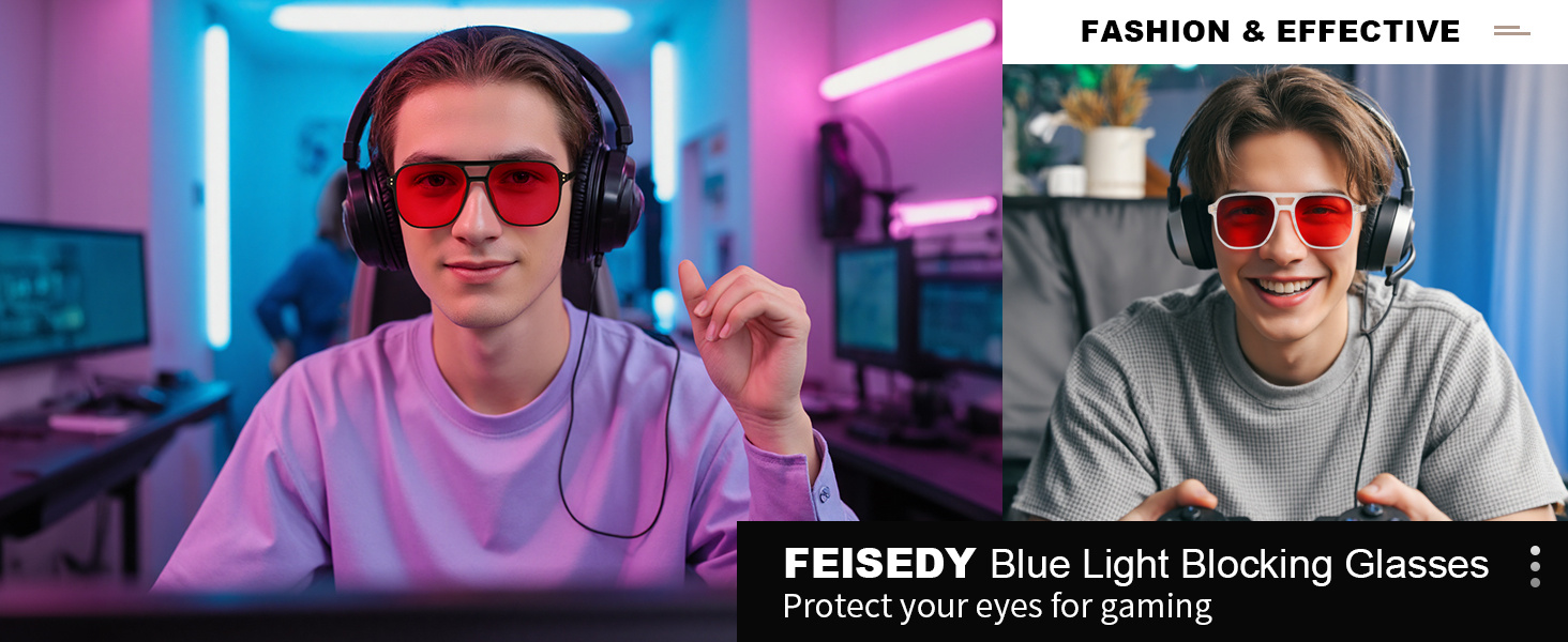 FEISEDY Sleep Blue Light Blocking Glasses for for Woman Men 99.9% Anti Blue Light Computer G2835