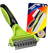3PCS Pet Grooming Rake & Metal Comb & Flea Comb for Cats and Dogs, Double-Sided Dematting Tool, E...