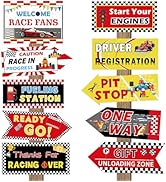 Hooqict 20 Pieces Racing Car Party Decorations Car Party Directional Signs for Racing Car Birthda...