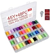 48 Rainbow Color Set of Handy Polyester Sewing Threads with needls and Threader