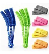 Window Blind Cleaner Duster Brush, 2 Pack with 6 Reusable Microfiber Sleeves for Venetian Blinds,...