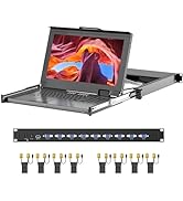 1U Rack Mount KVM Console,Arvitek 15.6" LCD Monitor KVM Switch 8 Port VGA w/Cables,Keyboard Touch...