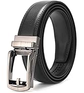 TECKE Men's Leather Belt with Automatic Buckle Classic Ratcheting Belts