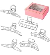 LUKACY 6 Pack Large Metal Hair Claw Clips - 4 Inch, Perfect Big silver claw clips hair clips for ...