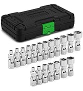 TecoTek 19-Piece 1/4-Inch Drive Universal Joint Socket Set, Swivel Socket Set, 6-Point, SAE (3/16...