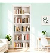 PRESSINART 3D Door Stickers Book Shelf 30.3 x 78.7 Inch, Bookshelf Door Wallpaper Murals Peel and...