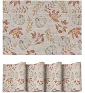 Artoid Mode Maple Leaves Fall Vinyl Placemats Set of 4, Wipeable Colorful Printing PVC Place Mats...