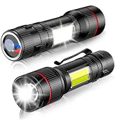 PLUSINTO LED Flashlight 1500 Lumens 2 Packs, USB Rechargeable Torch Super Bright, Magnet and Clip...
