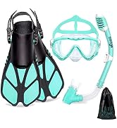 Seago Kids Snorkel Set Mask Fins Snorkeling Gear for Kids with Panoramic View Diving Mask Dry Top...