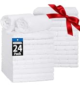 HOMERHYME Hand Towels for Bathroom, 24 Pack 25''*15'' Microfiber White Bath Hand Towels, Quick Dr...