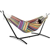 gafete Double Hammock with Stand for Outside, Upgraded Spreader Bar, Heavy Duty Space Saving Stee...