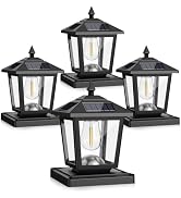 Peasur 4 Pack Solar Post Cap Lights Outdoor 2 Brightness fit 4x4 5x5 6x6 Wood/Vinyl Posts, IP65 W...