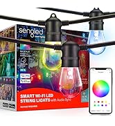 Sengled Outdoor String Lights, 48ft RGB Patio Lights with 15 Dimmable IP65 Waterproof LED Bulbs,W...