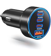 Car Charger USB C, 98W 4-Port Fast Car Phone Cigarette Lighter USB Charger | Multiport 12V-24V US...
