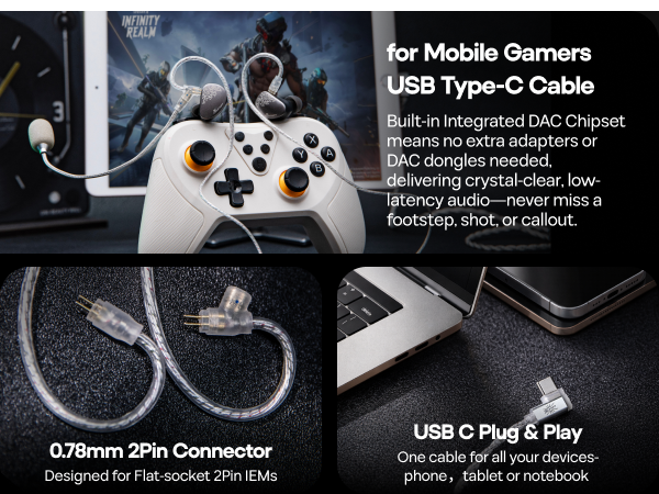 Kiwi Ears S-link IEM Cable with Boom Mic