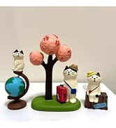 Eysinyge Miniature Travel Cat Trinkets Set, 4 Pieces, Cute Small Figurines for Car Dashboard Deco...