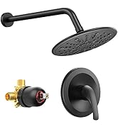 SunCleanse Matte Black Shower System, 9-Inch Rainfall ShowerHead, High Pressure Shower Head with ...