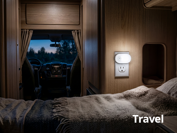Plug-in night light for safe travel and camper lighting.