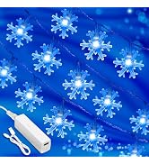 Lakumu Snowflake String Lights, 20FT 40 LED Christmas Decorations Lights Battery Operated with 8 ...