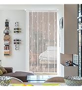Hysenm Door String Curtains 39x79 Inch White Panel Soft Balls Romantic Glitter Fringe Room Divide...