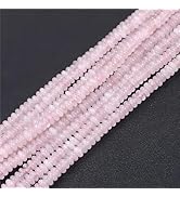 HAAMIIQII 2x4mm Natural Pink Rose Quartz Stone Rondelle Beads, 150pcs Abacus Disk Loose Gemstone ...