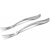 Stainless Steel Carving Fork Set (2 Sizes) – Ergonomic Curved Handle, Heavy Duty Meat Forks for B...
