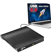 Gotega External DVD Drive, USB 3.0 Portable +/-RW, DVD Player for CD ROM Burner Compatible with L...