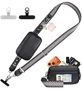 YFWE Clip and Go Phone Strap with Crossbody Wallet, Adjustable Phone Lanyard with Detachable RFID...