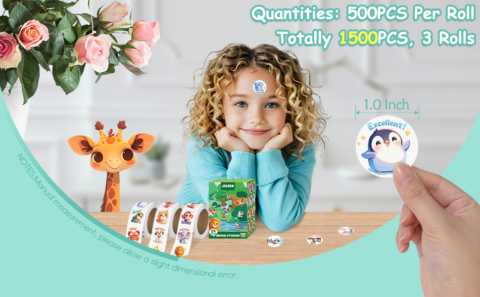 JIXZEN Animal Stickers for Kids Ages 6-8