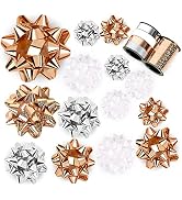 WRAPAHOLIC 16 Pcs Gift Bows Assortment - 14 Multi Colored Assorted Size Gift Bows (Rose Gold, Sil...