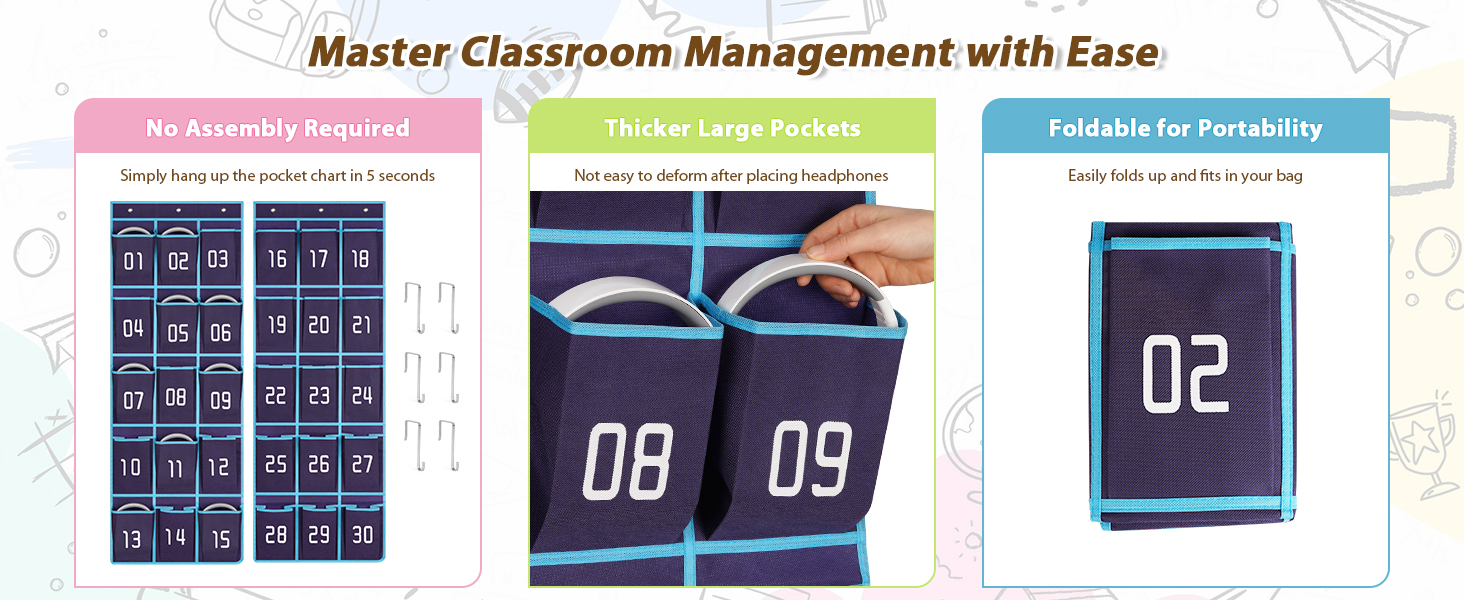 classroom pocket chart hanging organizer make classroom storage easy
