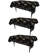 Trgowaul Happy Birthday Tablecloth, Cheers 52 x 90 Inches Rectangle Black and Gold Plastic Tablec...