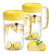 Jucoan 2 Pack 1 Gallon Plastic Straining Pitcher, Large Water Carafe Drink Pitcher Jug Clear Ice ...