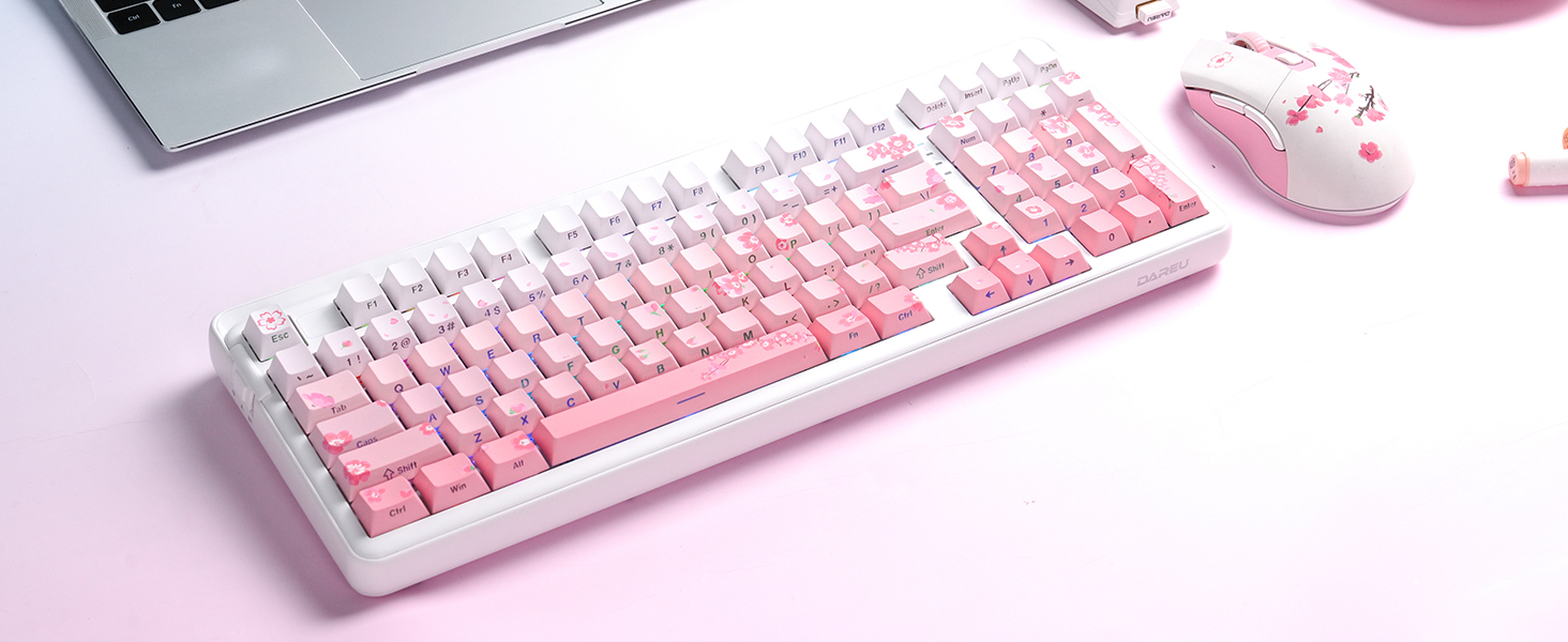 DAREU EK98pro Sakura Pink Keyboard and Mouse combo