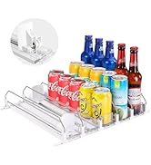 OUREPOCA Drink Organizer for Fridge, Soda Can Organizer for Refrigerator Upgraded Self-Pushing Gl...