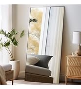 Beauty4U 71" x 32" Large Full Length Mirror with Stand, Black Wall Mounting Full Body Mirror, Met...
