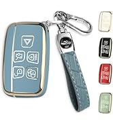MILD EAST for Land Rover Key Fob Cover with Keychain, Car Key Case Shell Protector 5 Buttons for ...