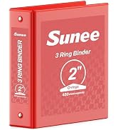 SUNEE 3 Ring Binder 2 Inch 1 Pack, Clear View Three Ring PVC-Free (Fit 8.5x11 Inches) for School ...
