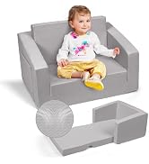 Fccabin Foldable Kids Couch, 2-in-1 Kids Sofa Fold Out Couch & Bed Kids Recliner Chair for Playro...