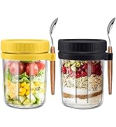 CGHWBEA Overnight Oats Container - Yogurt Oatmeal Glass Canning with Lids and Spoon, 10 oz Cereal...