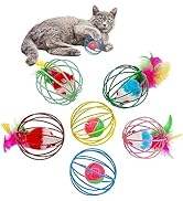 QUVOVID Cat Toys 6 Balls, Metal Cage Balls with Mice and Bells Inside, Best Cat Toys for Indoor C...