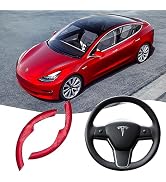 Flewfun Carbon Fiber Steering Wheel Cover Compatible with Tesla Model 3 2017-2023 / Model Y 2020-...