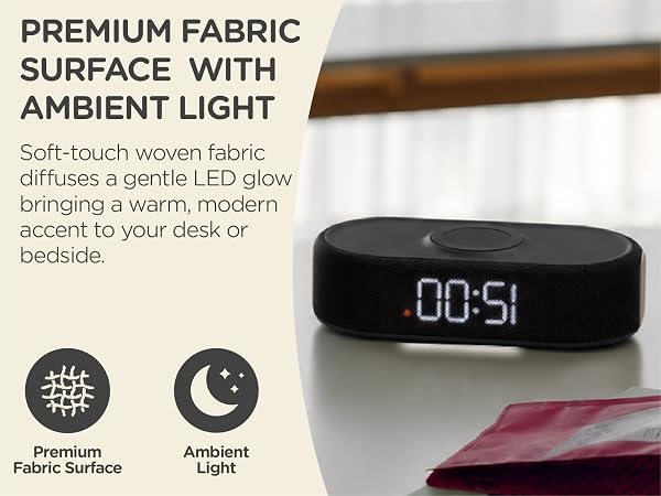 alarm clock with wireless charging fabric