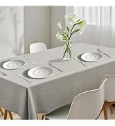 Poposa Rectangular Tablecloth Linen Texture Waterproof and Stain-Resistant Table Cloth, Kitchen D...